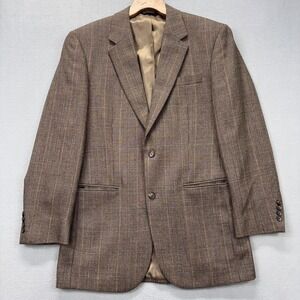 Jos A Bank Blazer Mens 40 Long Brown Wool Houndstooth Windowpane Two Button